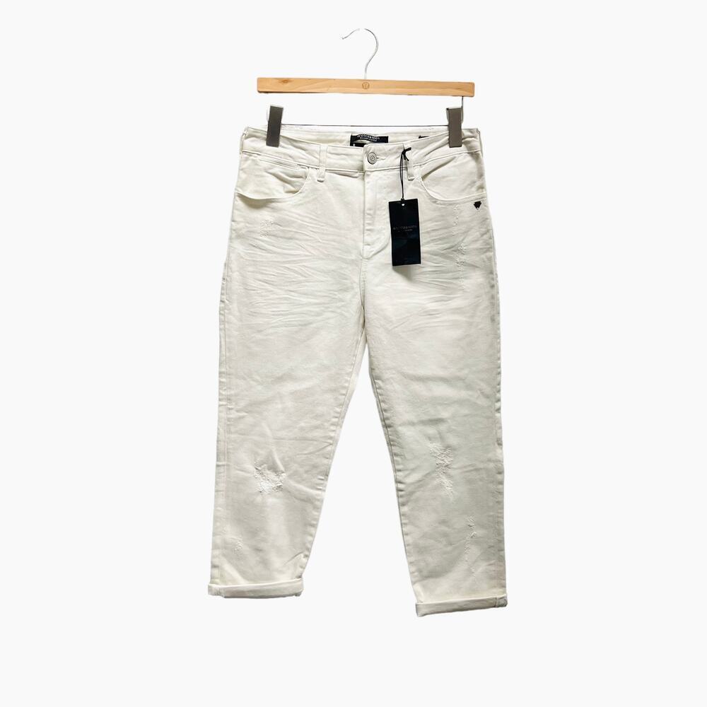 Scotch & Soda Johnny‎ Boyfriend Cropped Denim Jeans White Distressed Size 27 NWT